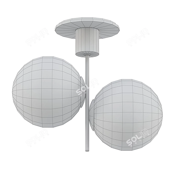 Scandi Mod Twin Globe Ceiling Light 3D model image 2