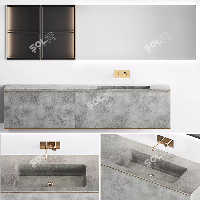 Sleek Edone Bathroom Vanity - REA 006 3D model image 1