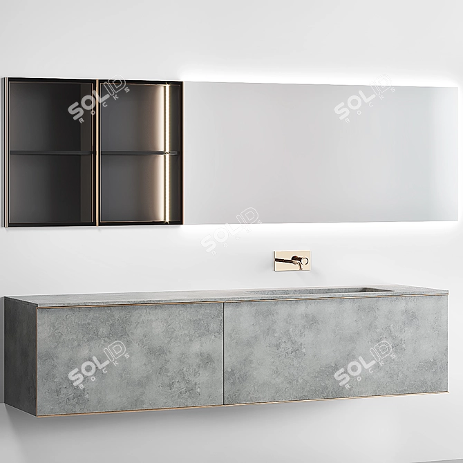 Sleek Edone Bathroom Vanity - REA 006 3D model image 2