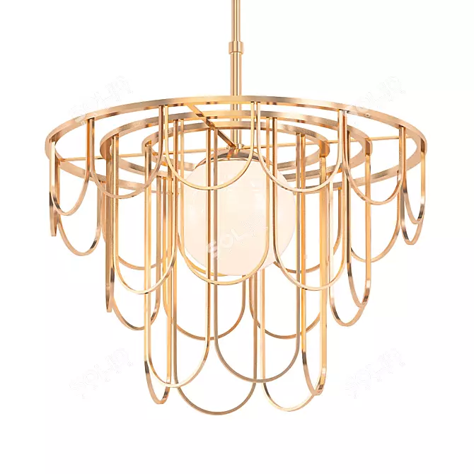 Sleek Satin Brass Pendant 3D model image 1