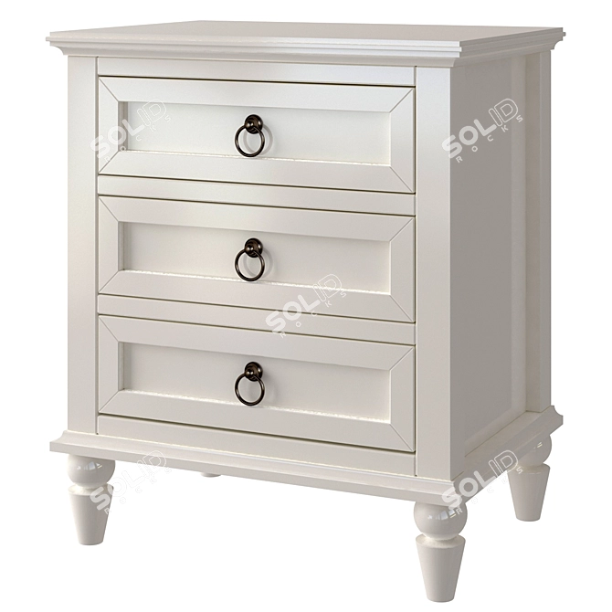 Vilton 3-Drawer Bedside Table 3D model image 1