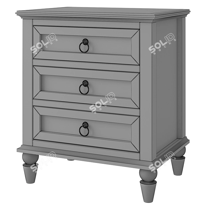 Vilton 3-Drawer Bedside Table 3D model image 3