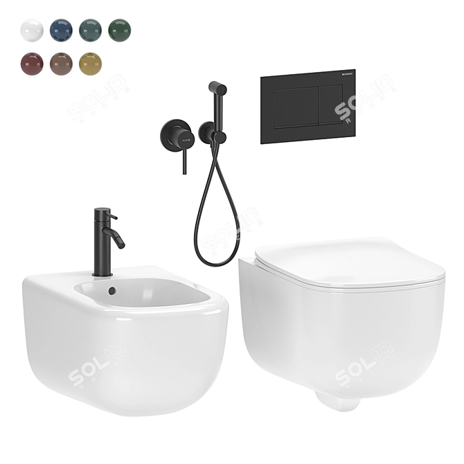 Elegant Cielo Era Wall Hung WC/Bidet 3D model image 1