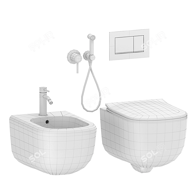 Elegant Cielo Era Wall Hung WC/Bidet 3D model image 7