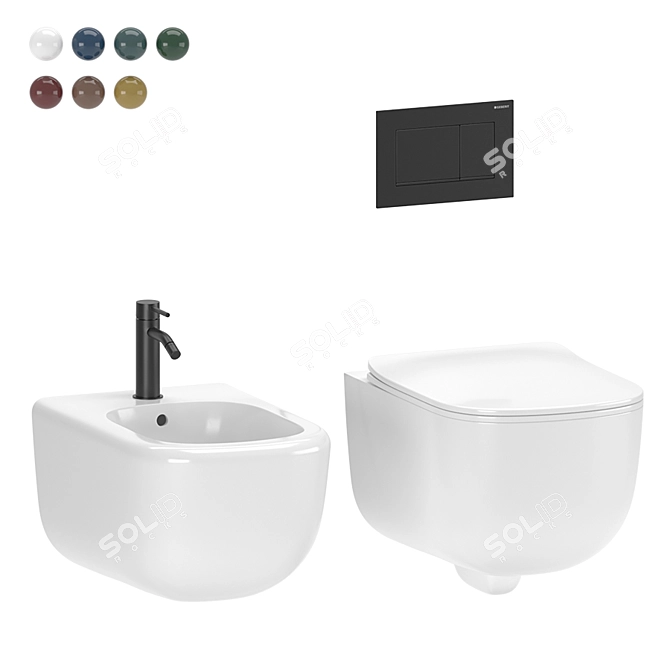 Elegant Cielo Era Wall Hung WC/Bidet 3D model image 8