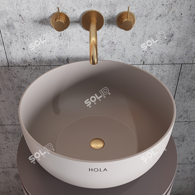 Modern Bath Set: Sink, Mirror, Wardrobe 3D model image 4