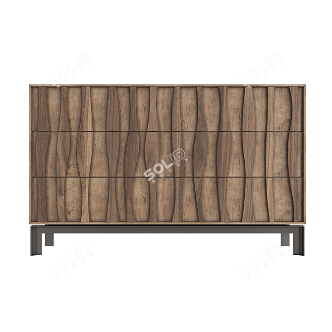 Elegant Walnut Carved Chest: Porada Masai 3D model image 2