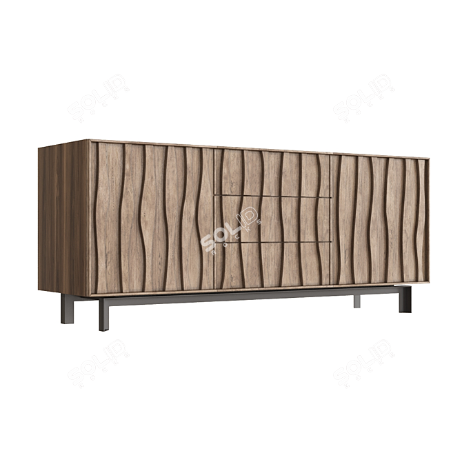 Italian Walnut Carved Design Sideboard Chest 3D model image 1