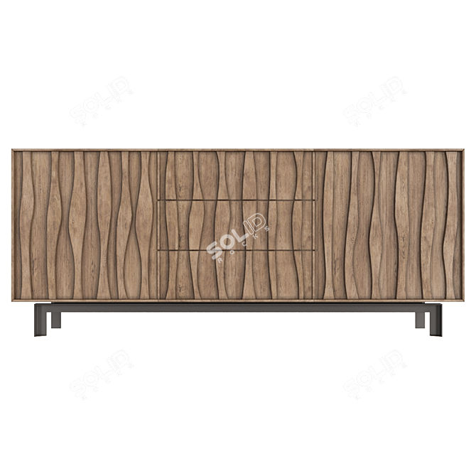 Italian Walnut Carved Design Sideboard Chest 3D model image 2