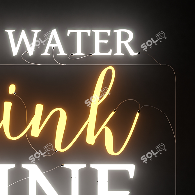 Color-Changing Neon Sign "Save Water 3D model image 2