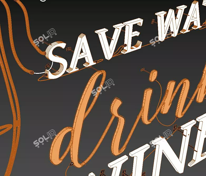 Color-Changing Neon Sign "Save Water 3D model image 3