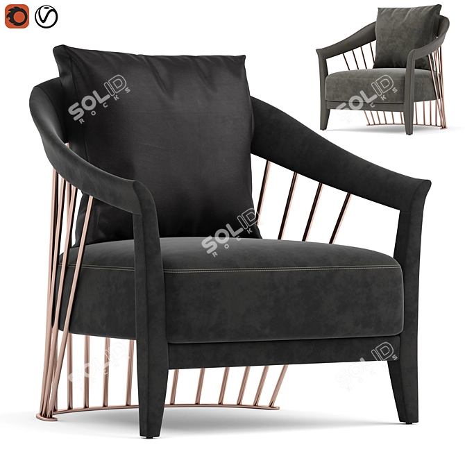 Sophisticated Longhi Dorothy Armchair 3D model image 7