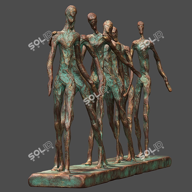 Abstract Camaraderie Showpiece Ornament 3D model image 4