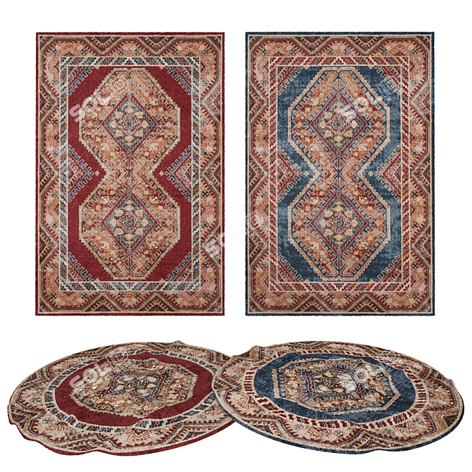 Versatile Rug Set: 8 Designs & 3 Render Options 3D model image 1