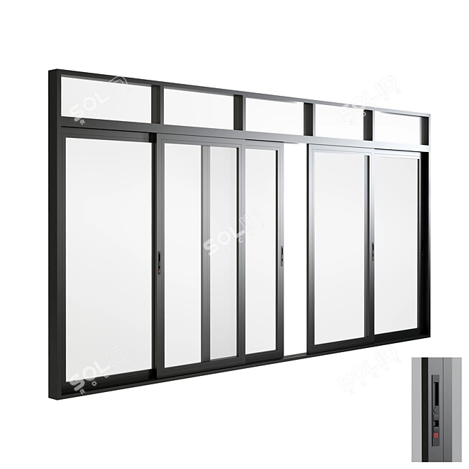 Sleek Aluminum Sliding Doors & Windows 3D model image 1