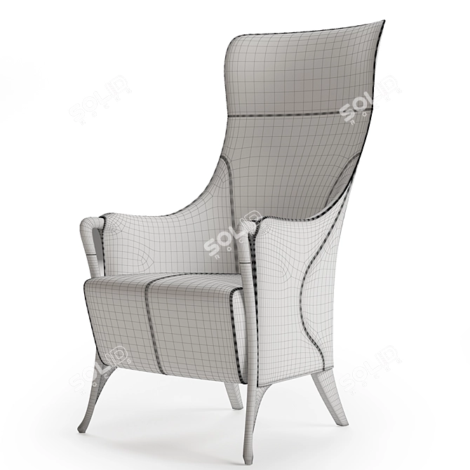 Luxury Giorgetti Progetti High-back Leather Armchair 3D model image 4