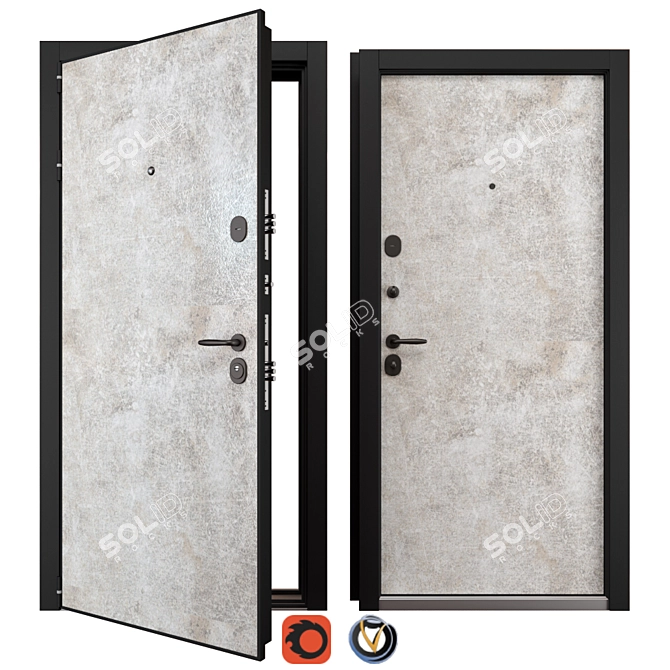 Modern HPL Metal Entrance Door 3D model image 1