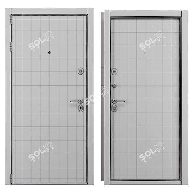 Modern HPL Metal Entrance Door 3D model image 4