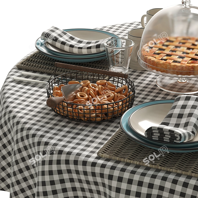 Tea Time Delight: Set with Cake & Dryers 3D model image 3