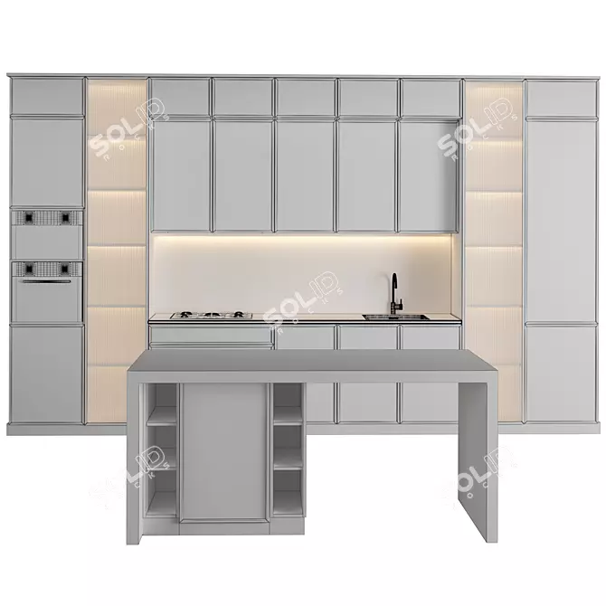 Sleek 2015 Kitchen Design 3D model image 1