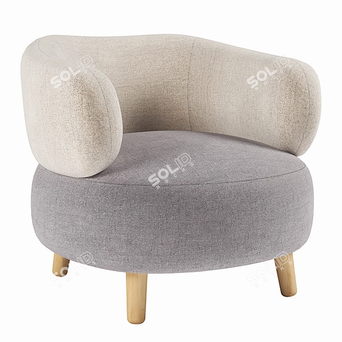 Luxurious Grey & Beige Luisa Armchair 3D model image 1