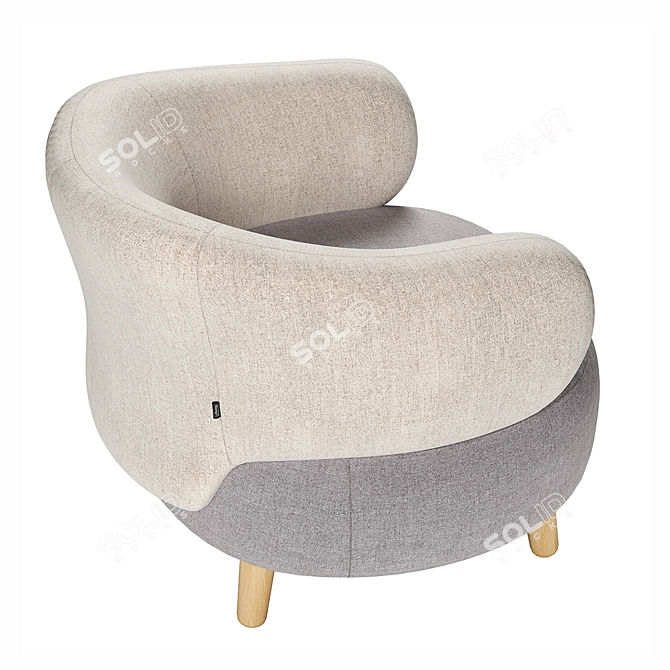 Luxurious Grey & Beige Luisa Armchair 3D model image 5