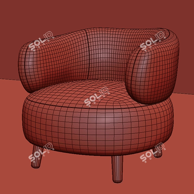 Luxurious Grey & Beige Luisa Armchair 3D model image 6