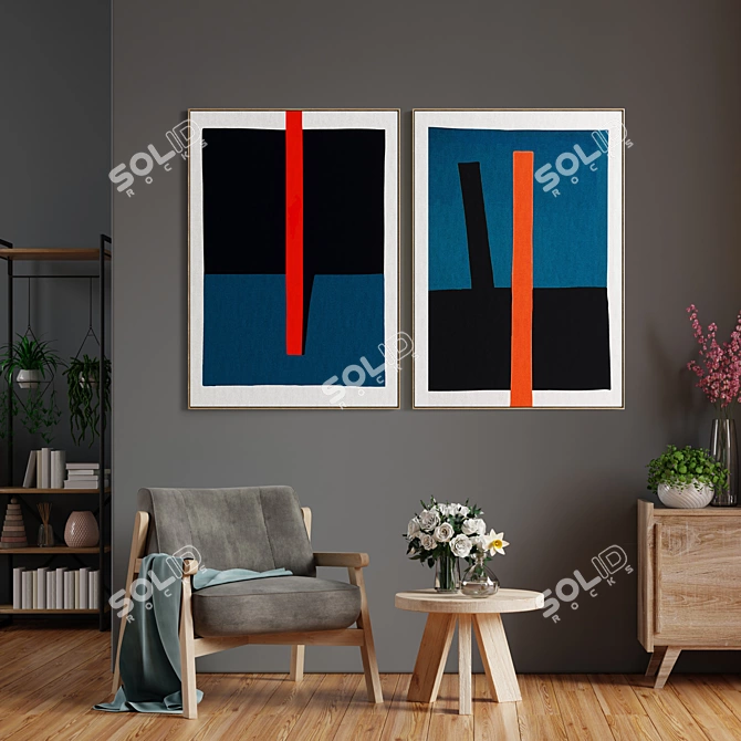 Elegant Frame Set for Interior Decor 3D model image 4