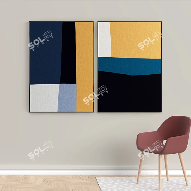 Modern Art Frame Set 3D model image 5