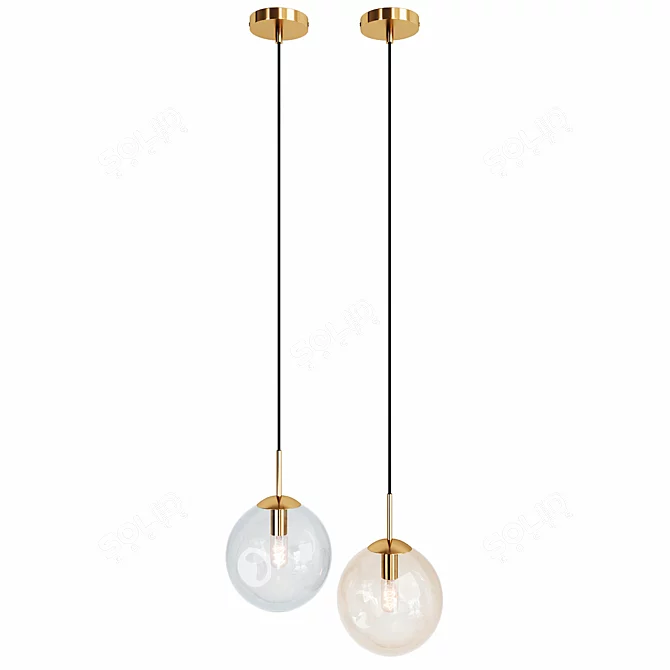 Contemporary Brass Pendant: Dimpled Glass Elegance 3D model image 2