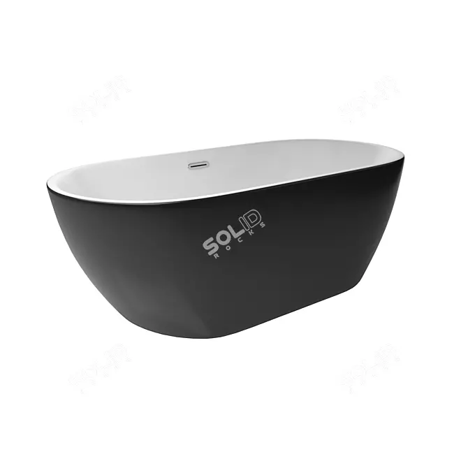 Sleek Modern Black Bathtub 3D model image 7