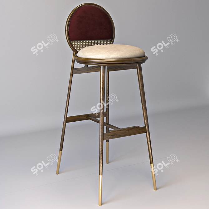 Mezzo Upholstered Bar Chair 3D model image 2