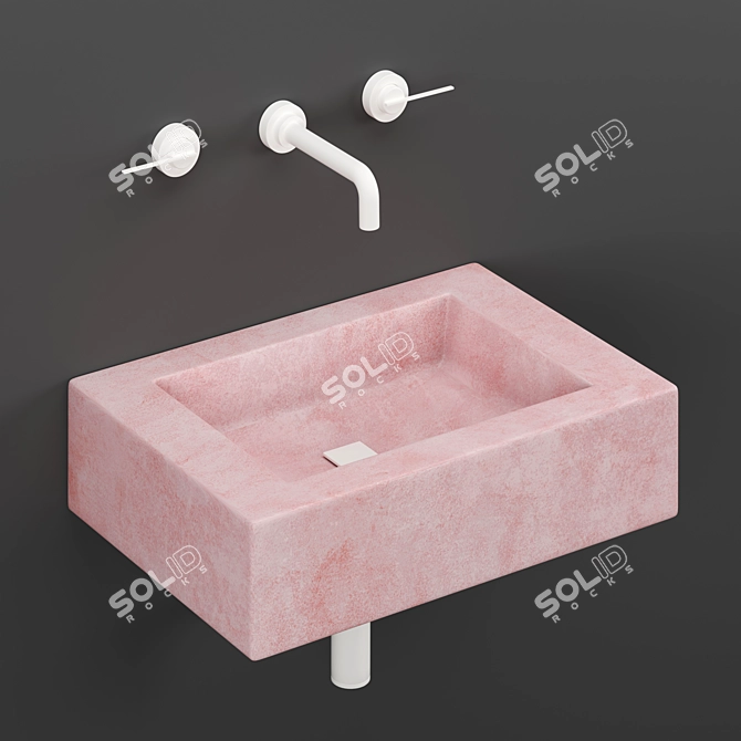 Compact Pink Bathroom Sink 3D model image 2