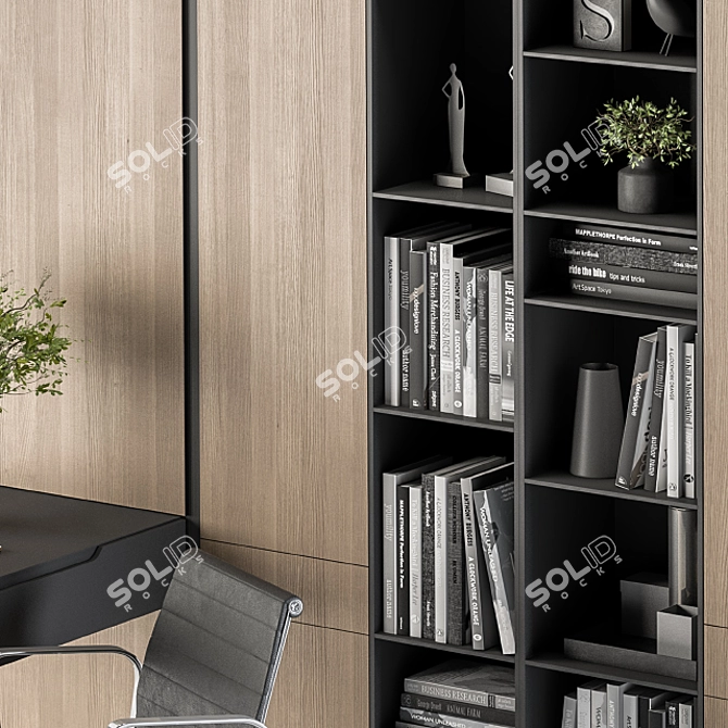 Sleek Home Office Set: Wardrobe & Table 3D model image 3