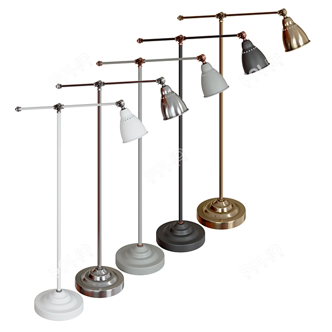 Modern Loft Metal Floor Lamp 3D model image 6