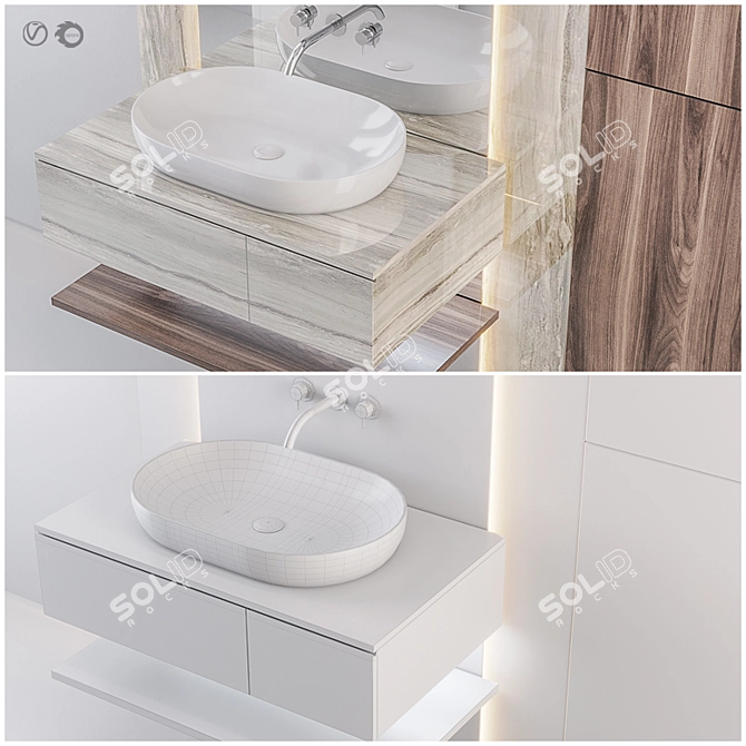 Modern Bathroom Furniture Collection 3D model image 4