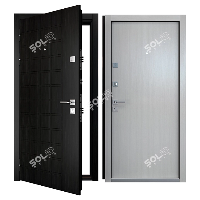 Sleek Modern Entry Door - PBR-Compatible 3D model image 1