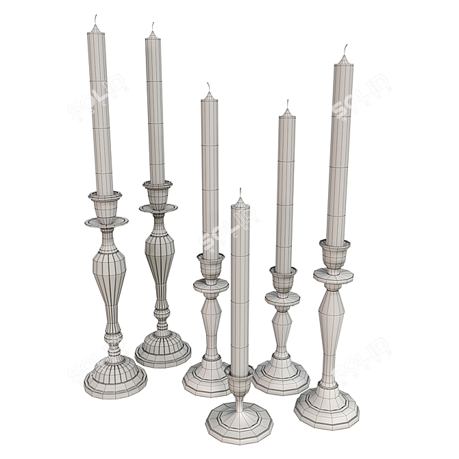 Elegant Candle Holders Set 3D model image 2