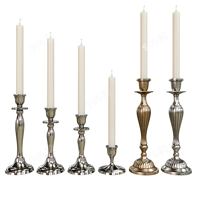 Elegant Candle Holders Set 3D model image 5