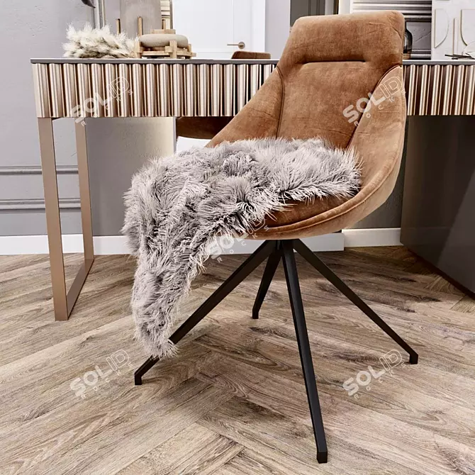 Modern Stylish Writing Desk with Chair and Decor 3D model image 3