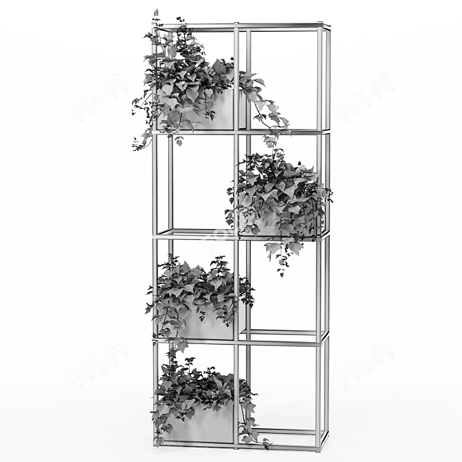 Metal Wood Indoor Plant Stand 3D model image 4