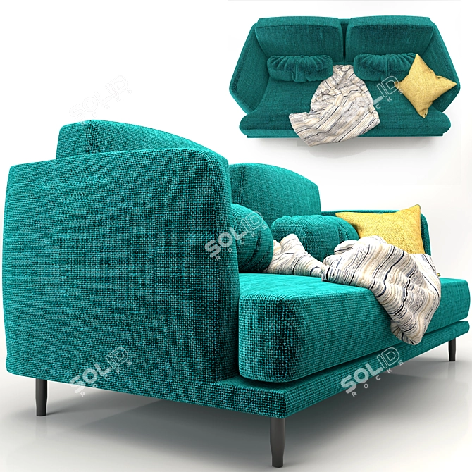 Modern Herman Sofa: Sleek Design, PBR Material 3D model image 3