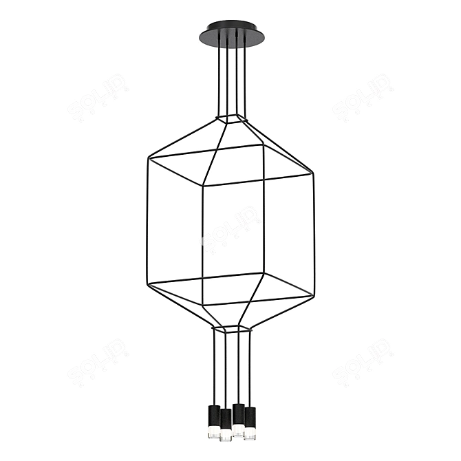 VIA Wireflow Chandelier: Modern LED Suspension 3D model image 1