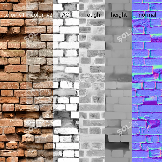 Rustic Brick PBR Texture Kit 3D model image 3