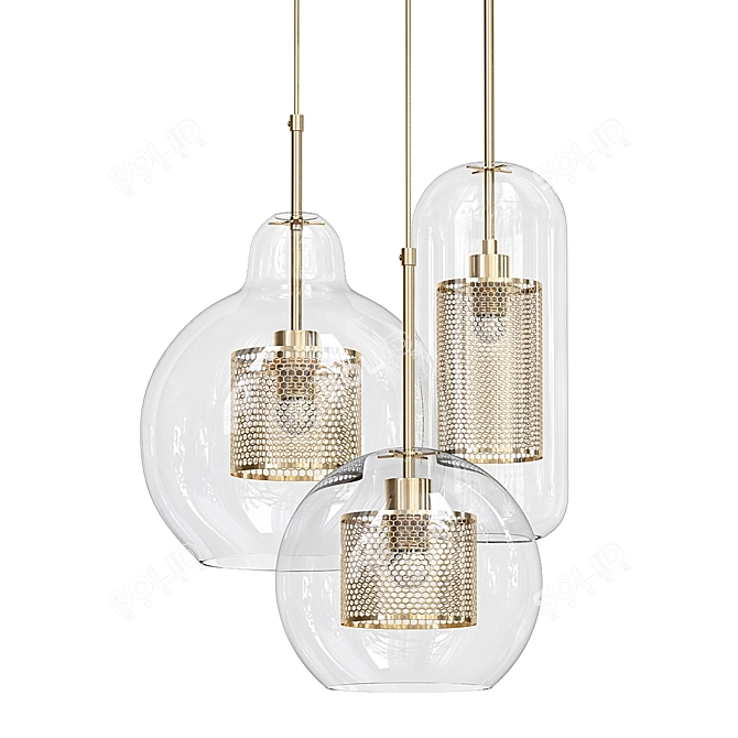 Catch Brass Pendant Light 3D model image 1