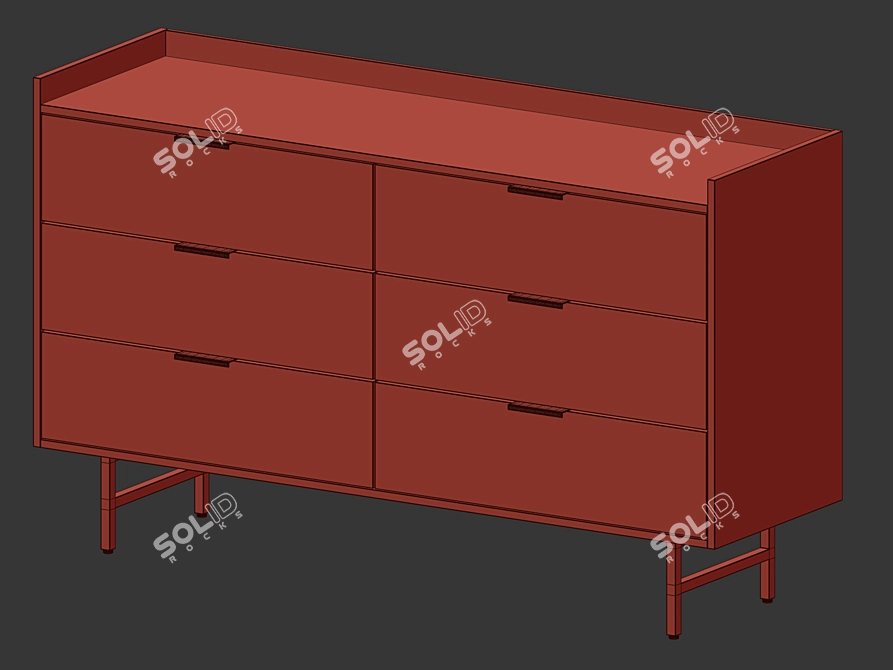 La Redoute Volga Headboard Table & Chest of Drawers 3D model image 4