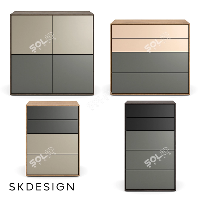 Borge 4-Door Chest of Drawers 3D model image 2