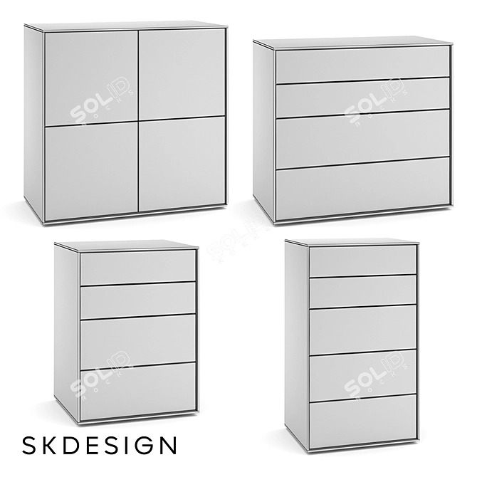 Borge 4-Door Chest of Drawers 3D model image 3