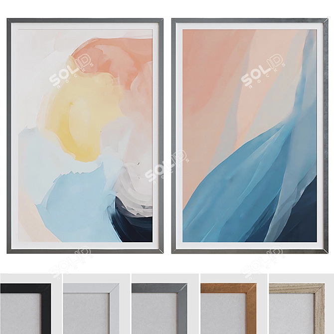 Modern Abstract Picture Frame Set 3D model image 1