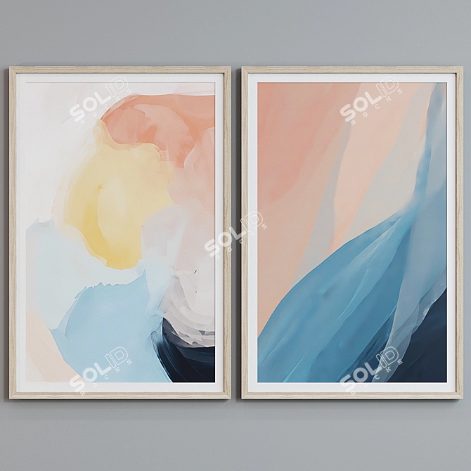 Modern Abstract Picture Frame Set 3D model image 3